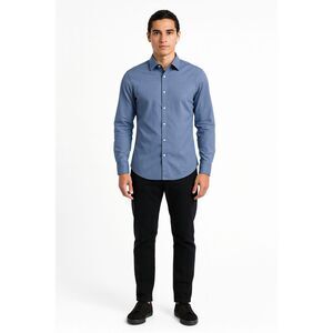 Express Men's 1MX blue fitted button up shirt size XS 13-13.5